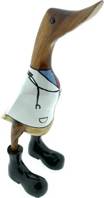 Produktbild von Deko Holzente Wathattn Bambus handgefertigt maritime Figur 27 cm Wohnaccessoire