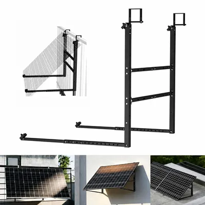 Produktbild von Balkonkraftwerk PV Halterung für Geländer Flachdach Wand Solarmodul Montage mit Flachem Kopf Haken für 1 Solarmodul