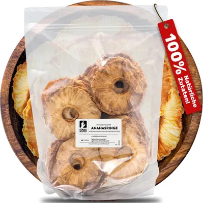 Produktbild von Ananasringe, getrocknet, fruchtige Ananas ohne Zuckerzusatz, ungeschwefelt, 1kg