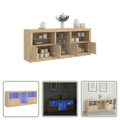 Zdjęcie produktu dla The Living Store Kredens z oświetleniem LED dąb sonoma 181,5x37x67 cm