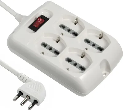 Imagen del producto de Electraline 61990: Enchufe múltiple - Cuadrado - 4 enchufes - Conector italiano grande de 16 A