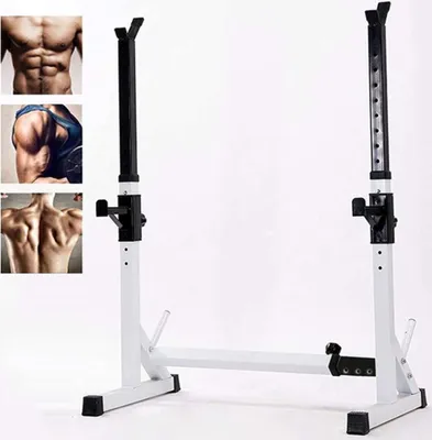 Produktbild von JEOBEST Verstellbarer Langhantelständer Schwarz-Weiß aus Stahl 200 kg Belastbarkeit Breite 54 cm Höhe 106-160 cm