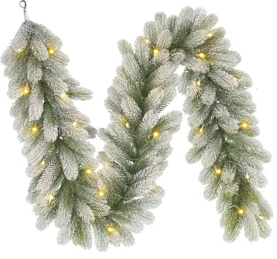 Produktbild von Black Box Trees Weihnachtsgirlande Nigata mit warm-weißen LED-Lichtern - L180 cm - Grün Frosted