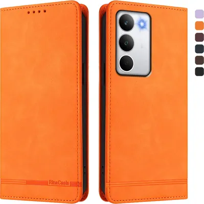 Produktbild von Hülle für Realme C71, Retro Kunstleder Ständer Klapphülle mit Kartenfächer und Magnetische Orange