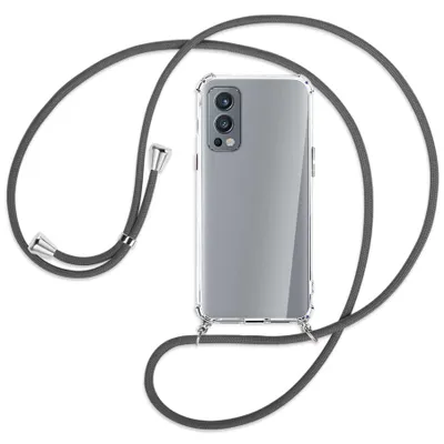 Produktbild von Handykette Backcover-Schutzhülle mit Band (Metall silberfarben) für OnePlus Nord 2 5G - dunkelgrau