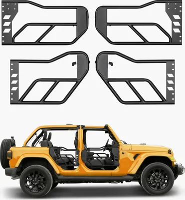 Produktbild von Drzwi rurowe VEVOR Jeep (4-drzwiowe) w stylu adventure z solidnymi zawiasami i zamkiem OE, drzwi Jeep z gumowymi nakładkami i hartowaną stalową rurką