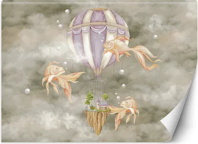 Produktbild von Vlies fototapete für Kinder Luftballon-Fischhaus 300x210 cm Feeby Rosa inkl. Kleber einfache Montage