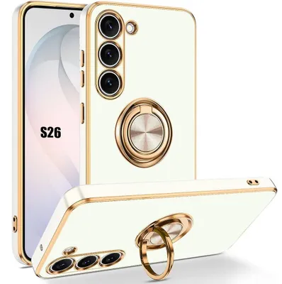 Image de Coque pour Samsung Galaxy S26, Protection Silicone Antichoc Anti-Rayures Slim avec Anneau - Blanc