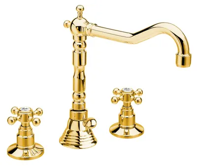 Produktbild von Sapho ANTEA 3-Loch Waschtischarmatur mit Retro-Einlauf, mit Ablaufgarnitur, Gold