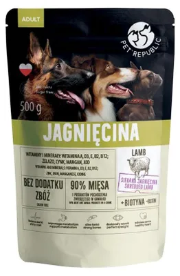 Obrázek produktu pro PET REPUBLIC Mokrá krmiva pro dospělé psy s jehněčím masem 500 g