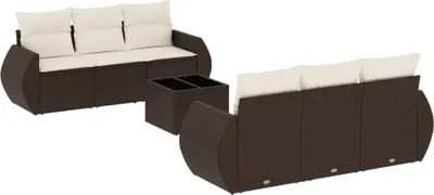 Immagine prodotto di vidaXL Set di divani da giardino 7 pezzi con cuscini in polirattan marrone
