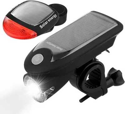 Imagen del producto de Luces LED solares delanteras para bicicletas - Batería de 1200 mAh, impermeables, para bicicletas de montaña, bicicletas de carretera, bicicletas urbanas, bicicletas eléctricas y paseos diurnos