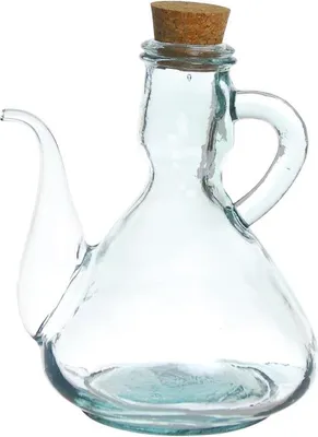 Produktbild von Ölflasche 0,5 l transparent mit Edelstahl-Ausgießer für Öl und Essig