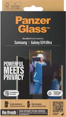 Productafbeelding van PanzerGlass Privacy Ultra-Wide Fit Anti-Bacterial Screenprotector incl. applicator voor de Samsung Galaxy S24 Ultra
