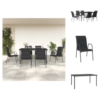 Immagine prodotto di vidaXL Set da pranzo da giardino 7 pezzi in acciaio nero e textilene - Set di mobili da giardino