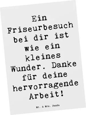 Produktbild von Mr. & Mrs. Panda Postkarte Spruch Friseur Wunder - Weiß - Geschenk, Künstler, bildkarte, Danke sagen, einzelkarte, Postkarten, Wertschätzung zeigen, Ansichtskarten