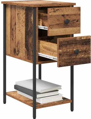 Produktbild von vidaXL Nachttisch 2 pcs Altholz 32 x 42 x 70 cm Holzwerkstoff