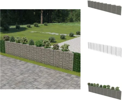 Image de vidaXL Mur de gabions Acier galvanisé 630×30×100 cm - Panneaux de clôture