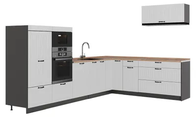 Obrázek produktu pro Rohová kuchyň Vicco Fame-Line Bílý venkovský dům/Antracit 327 x 227 cm, PD Dub, Model 64377