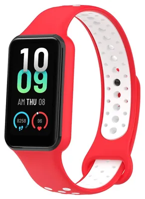 Produktbild von Für Amazfit Band 7 Zweifarbiges Silikon Sport Armband Rot / Weiß Ersatz Armband