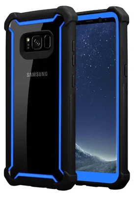 Immagine prodotto di Custodia Cadorabo per Samsung Galaxy S8 custodia protettiva in blu custodia per cellulare TPU silicone bordo vetro posteriore acrilico