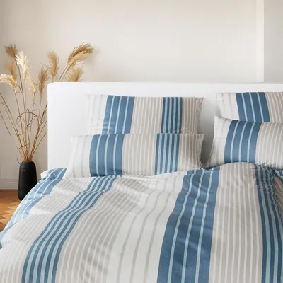 Produktbild von Elegante Interlock Jersey Bettwäsche Range 3604-2 Natur Blau 135x200