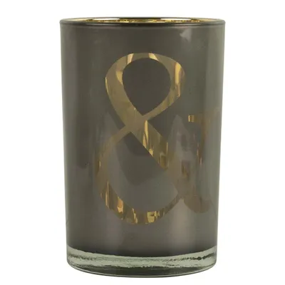 Imagen del producto de Soporte para velas Mars & More, vidrio y color taupe, tamaño grande, 18 cm