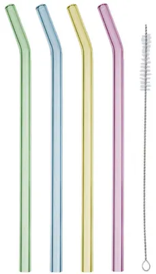 Produktbild von Estia Strohhalme Glasstrohhalme Trinkhalme Set 4 Stück Glas wiederverwendbar Küche