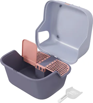 Produktbild von Verschließbares Katzentoilette mit Deckel und Schaufel, leicht zu reinigen, Lila