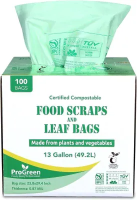 Produktbild von 100% kompostierbare Abfallbeutel 13 Gallon - Biologisch abbaubare Küchentücher