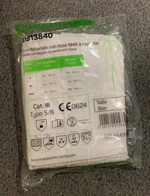 Schutzanzug mit Kapuze, SMS, weiß, XL, Einweg