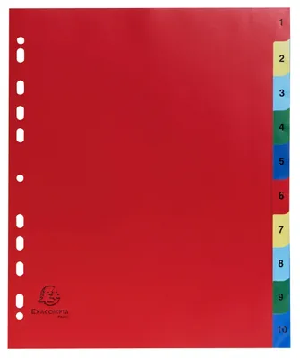 Produktbild von Exacompta 20x Farbige Register aus PP, 10-teilig, für DIN A4+ - sortiert| - 84E