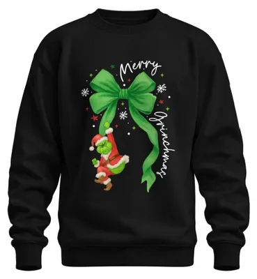 Imagen del producto de "Feliz Grinchmas", diseño con Grinch, Papá Noel, suéter navideño feo, sudadera, color , talla M