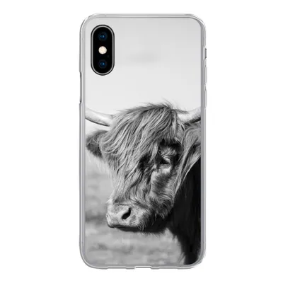 Produktbild von MuchoWow® Handyhülle Schutzhülle Hülle für iPhone X Schottischer Highlander - Tiere - Schwarz - Weiß Silikon Softcase Handy Hülle - Handyhülle