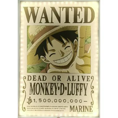Image de TEKNOFUN Licence One Piece - Luffy Wanted LED murale néon 30 cm - lumière décorative - USB (câble fourni) - livré avec 2 supports - marron, beige, blanc - pour enfants - 811642, couleur noir (811642)