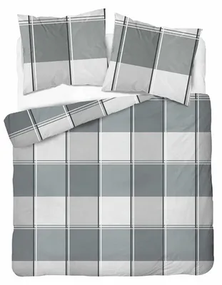 Zdjęcie produktu dla Pościel, pościel satynowa, 100% bawełna, wysoka jakość, 200x220, 5777b, szara kratka