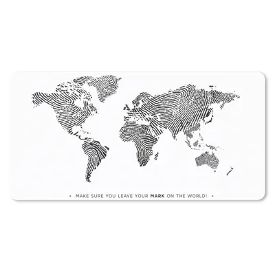Produktbild von MuchoWow® Schreibtischunterlage Weltkarte - Zitat - Schwarz - Weiß 80x40 cm - XXL Mauspad - Gaming Mauspad