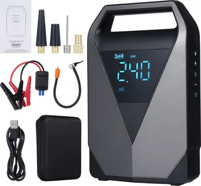 Produktbild von 4in1-Notstartstromversorgung Luftkompressor,  8000mAh Powerbank, 5 Aufpumpmodi, Reifendruck Auto, Reifenfueller, aufblasbare Pumpe, LED-lampe,