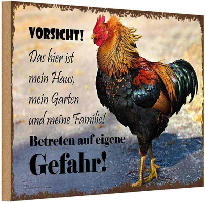Produktbild von vianmo Holzschild 20x30 cm Huhn Vorsicht das mein Haus Tier Haustier