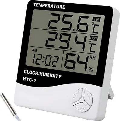 Produktbild von Teploměr s vlhkoměrem digitální Meteostanice hodiny Elektronický prostorový teploměr s vlhkoměrem Pokojový teploměr a vlhkoměr s hodinami Retoo