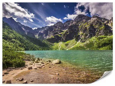 Produktbild von Muralo SELBSTKLEBENDE FOTOTAPETE Berge SEE Bäume Steine Himmel Natur Landschaft 3D Wanddekoration  Br. 180 cm x Hö. 120 cm
