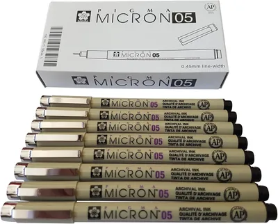 Productafbeelding van Sakura Pigma Micron pen 05 Zwarte inkt marker viltstift - Set van 8 - Archivale pigment inkt pennen