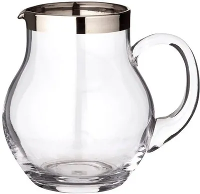 Produktbild von Unyqoos® Kristallglas-Karaffe 1 L, mundgeblasen, 16 cm, mit Platinrand – elegant zum Servieren von Wasser, Saft und Wein
