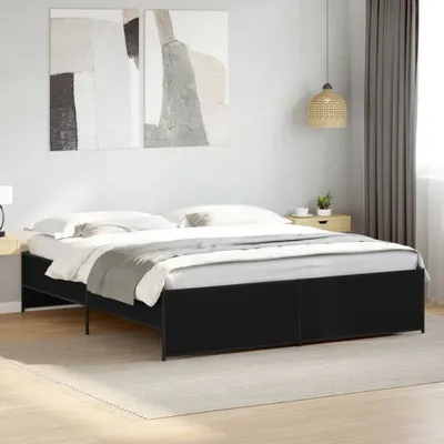 Produktbild von "Winterschlussverkauf "Bettgestell - CLORIS - Doppelbett - Robust und langlebig - Schwarz 180x200 cm - Einfache Montage -  Holzwerkstoff und Metall - DEMöbel1690166