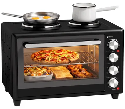 Produktbild von HOMCOM 36L Mini-Backofen mit 2 Kochplatten, elektrischer Tischbackofen