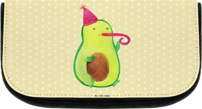 Produktbild von Mr. & Mrs. Panda Kosmetiktasche Avocado Feier - Gelb Pastell - Geschenk, Kulturbeutel, Party, Fete, Gute Laune, Geburtstag, Make-up Organizer, aufbewahrungstasche, Tasche