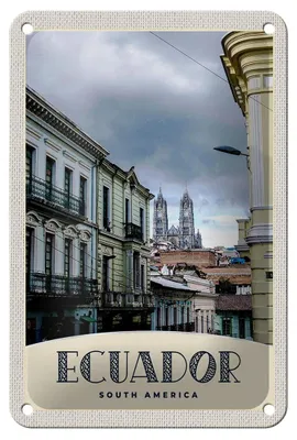 Produktbild von Blechschild Reise 12x18cm Ecuador Süd Amerika Stadt Kirche Schild