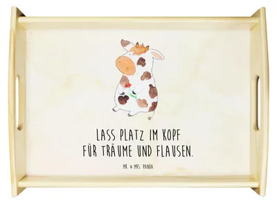 Produktbild von Mr. & Mrs. Panda Tablett Kuh - Vintage - Geschenk, Träume, Spruch, holz serviertablett, Landwirtin, Bauernhof, sofatablett, aus, Milch, Holztablett, Kühe
