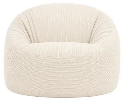 Image de Pouf déhoussable velours côtelé BANANAIR 100 cm blanc