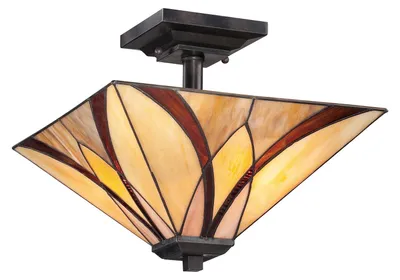 Immagine prodotto di Lampada a Soffitto Tiffany Asheville Metallo Bronzo Valiant 2 Luci E27
